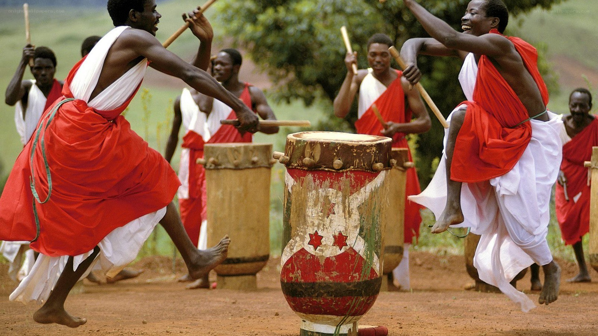 Men dancing with drums