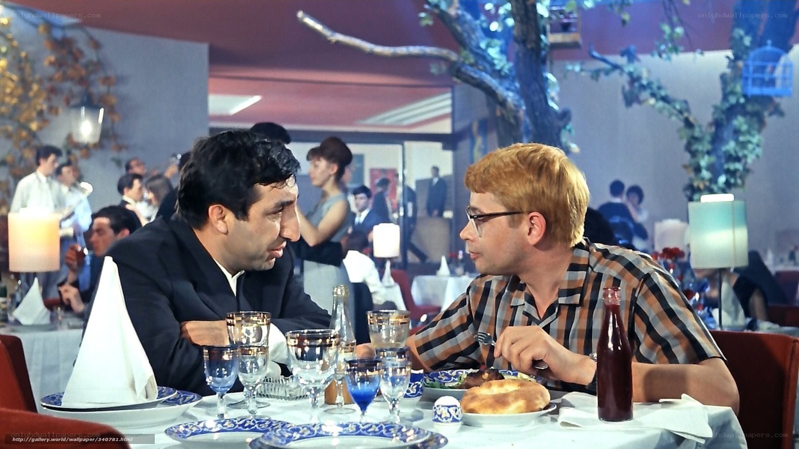 Men dining in restaurant