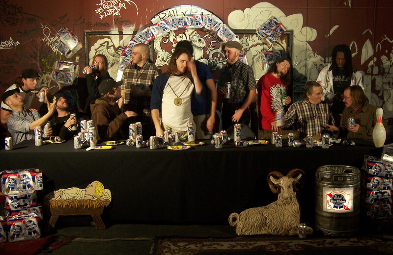 Men drinking beer at a table