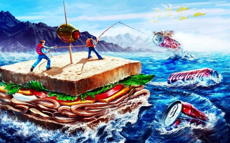 Men Fishing on Sandwich — Blue