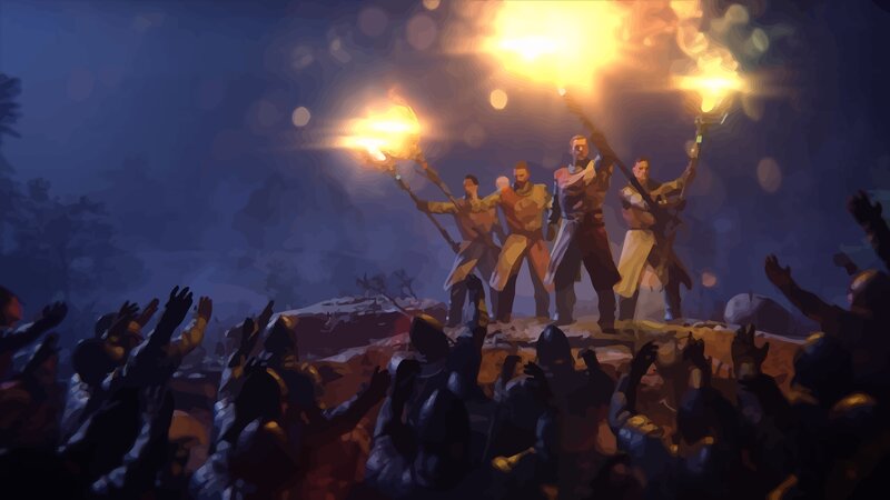 Men Holding Torches