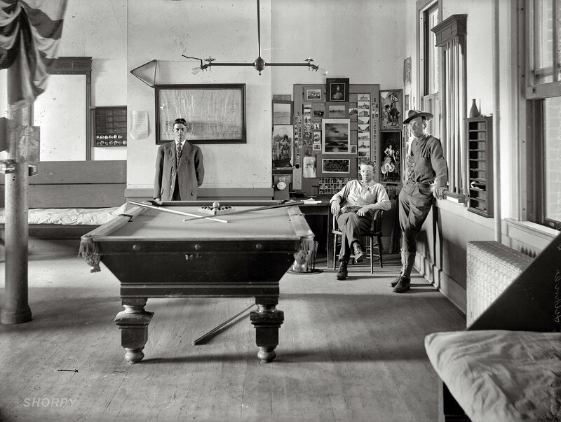 Men in a billiards room