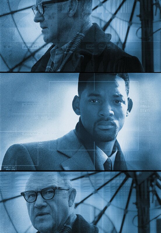 Men in a blue-toned collage