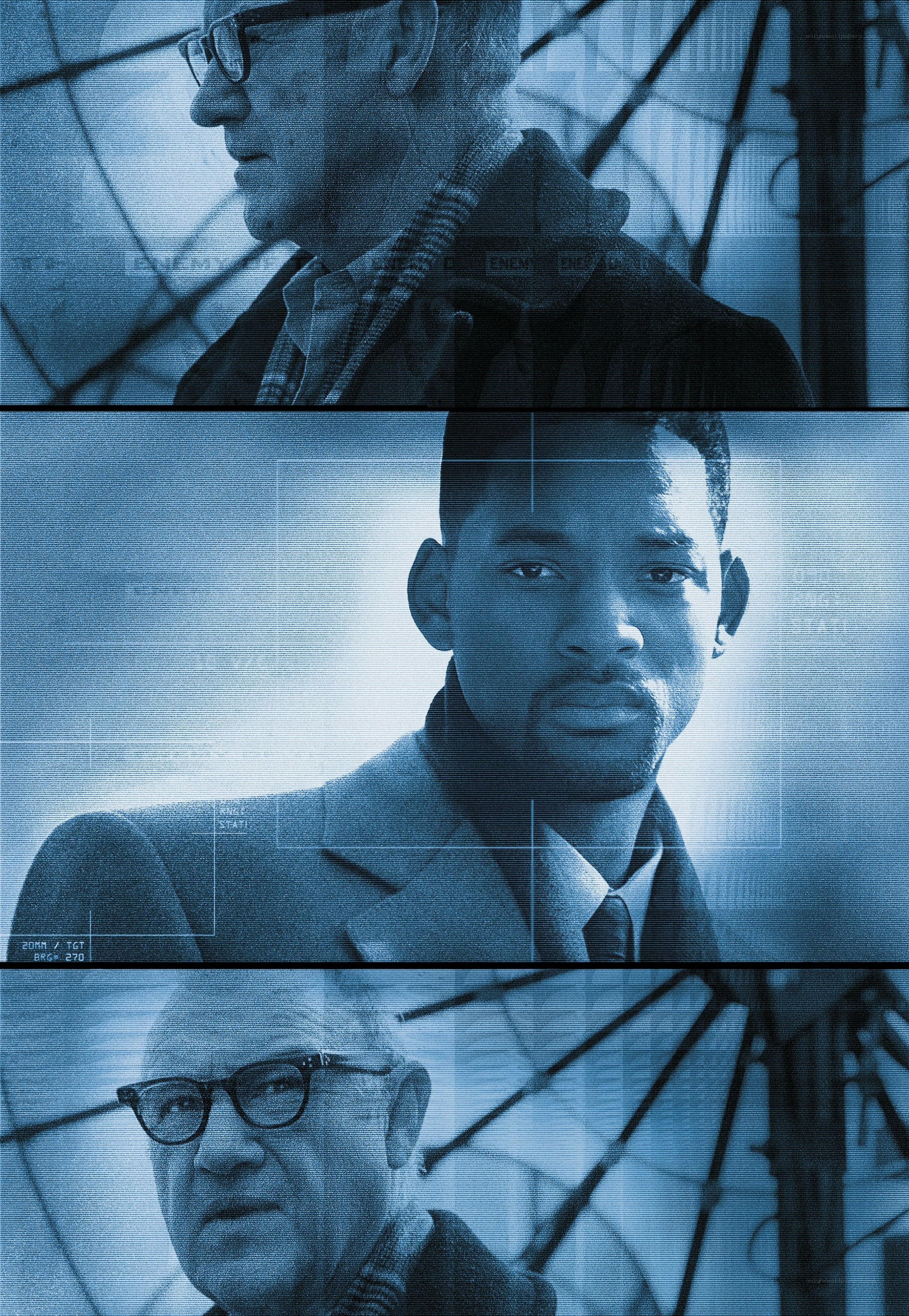 Men in a blue-toned collage