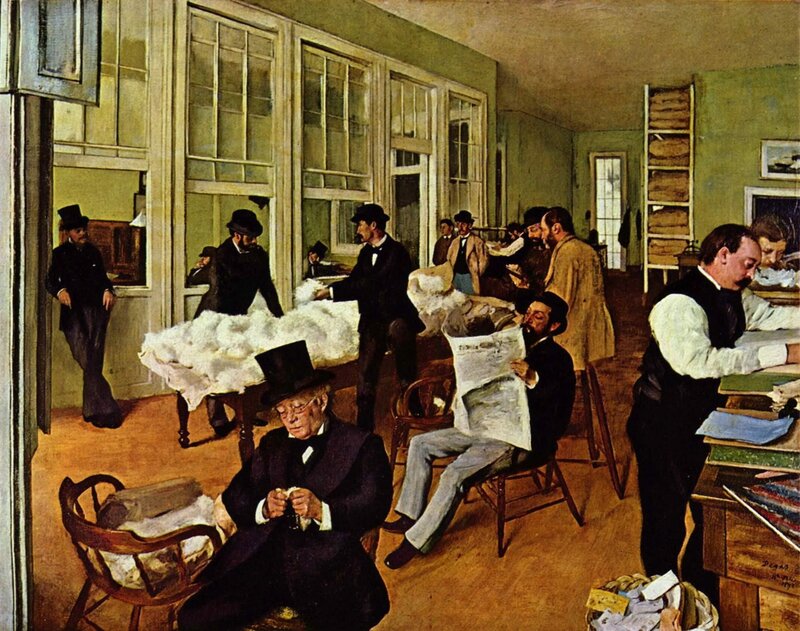 Men in a busy office