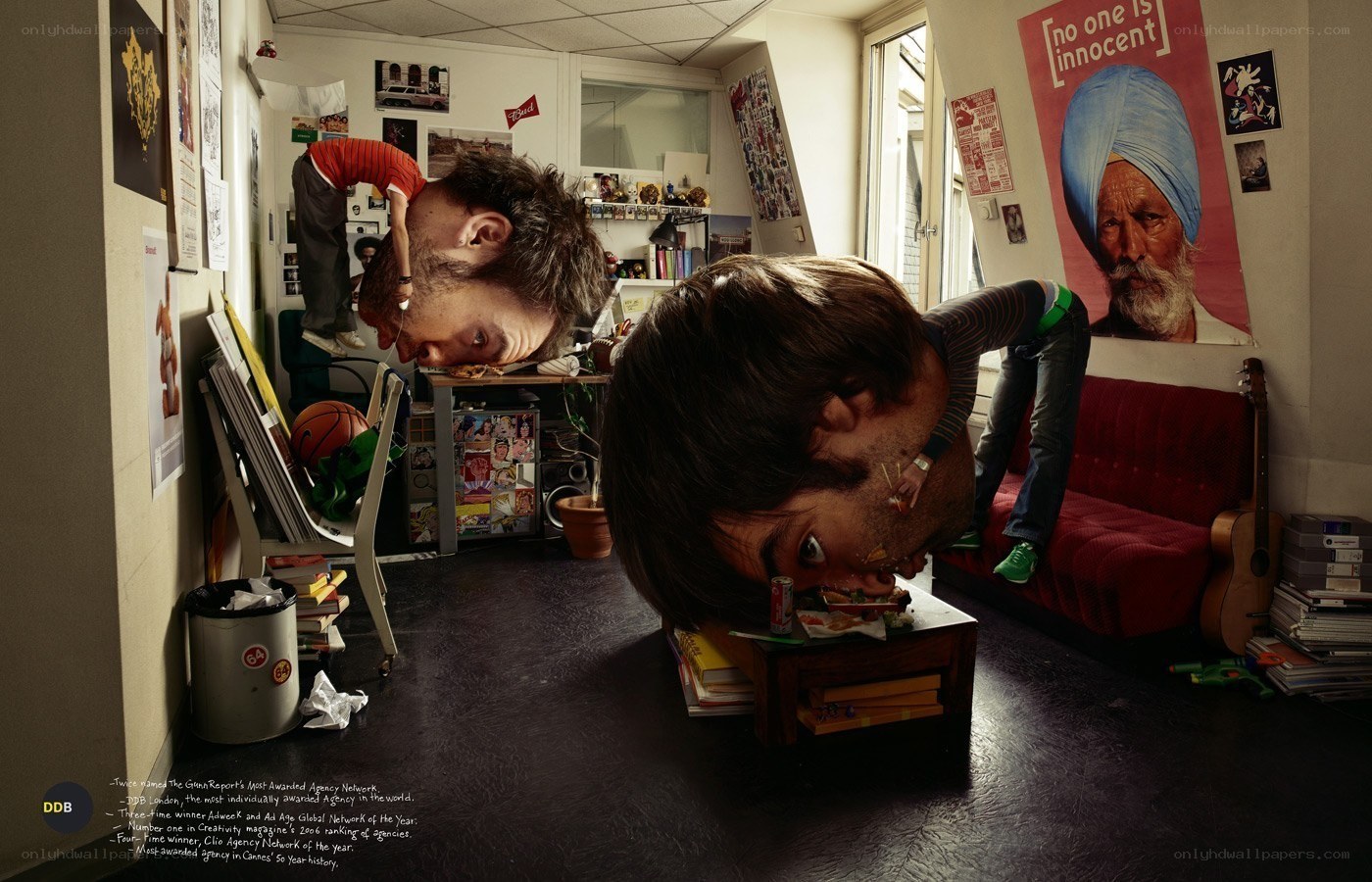 Men in a cluttered room