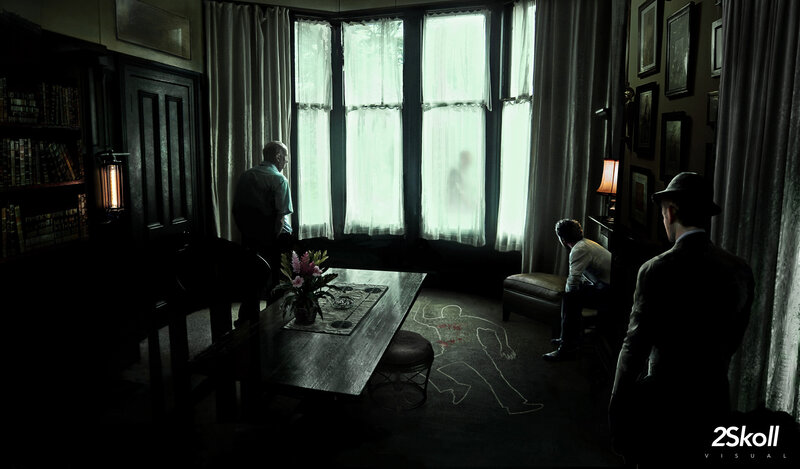 Men in a Dimly Lit Room — Black