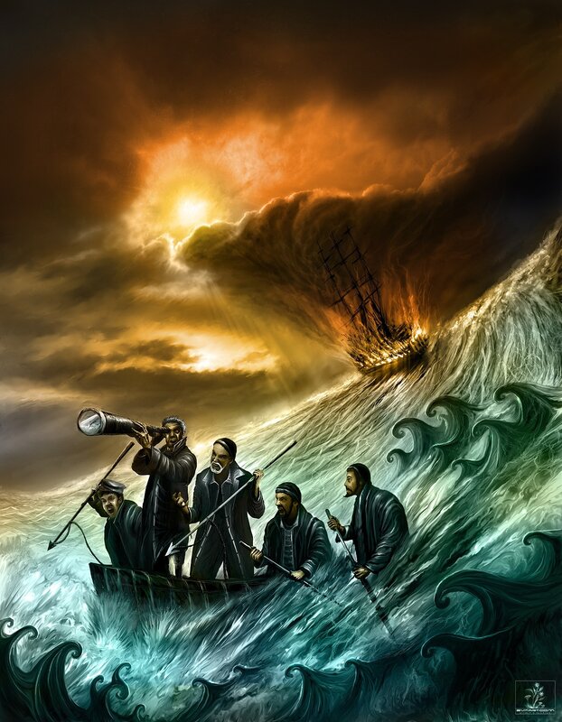 Men in a Rowboat — Orange, Dramatic