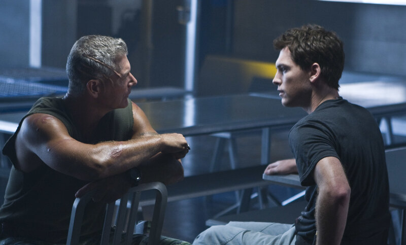 Men in a tense conversation