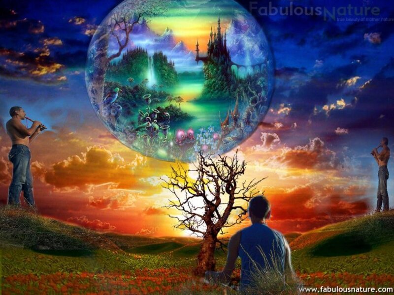 Men in Fantasy Landscape