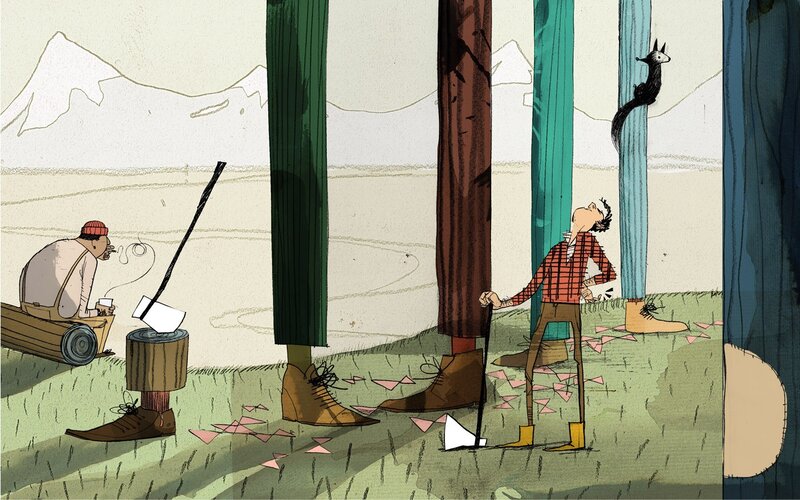 Men in Forest — Green, Calm