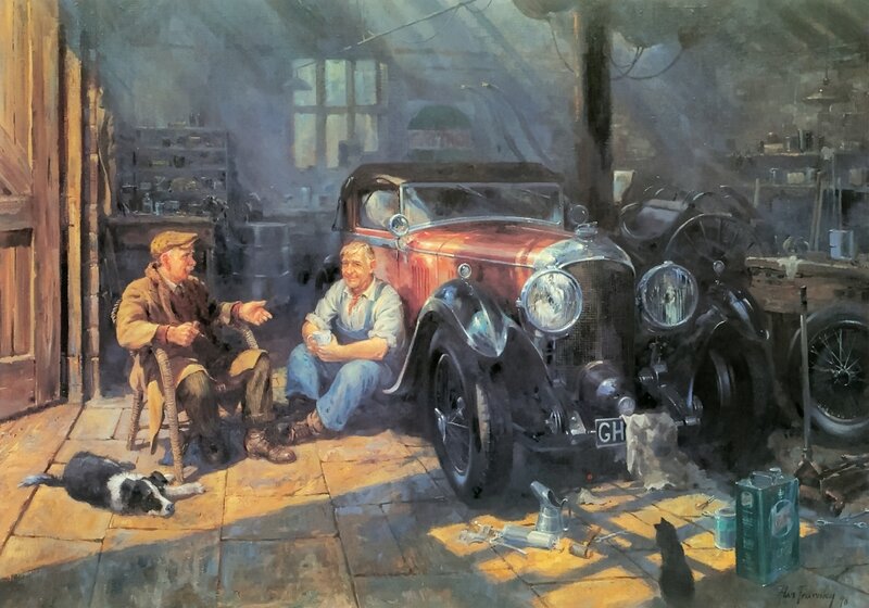 Men in Garage with Car