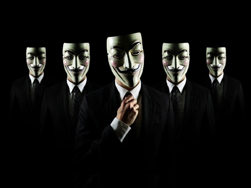 Men in Guy Fawkes Masks — Black