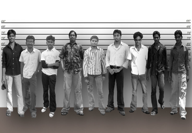 men in mugshot lineup
