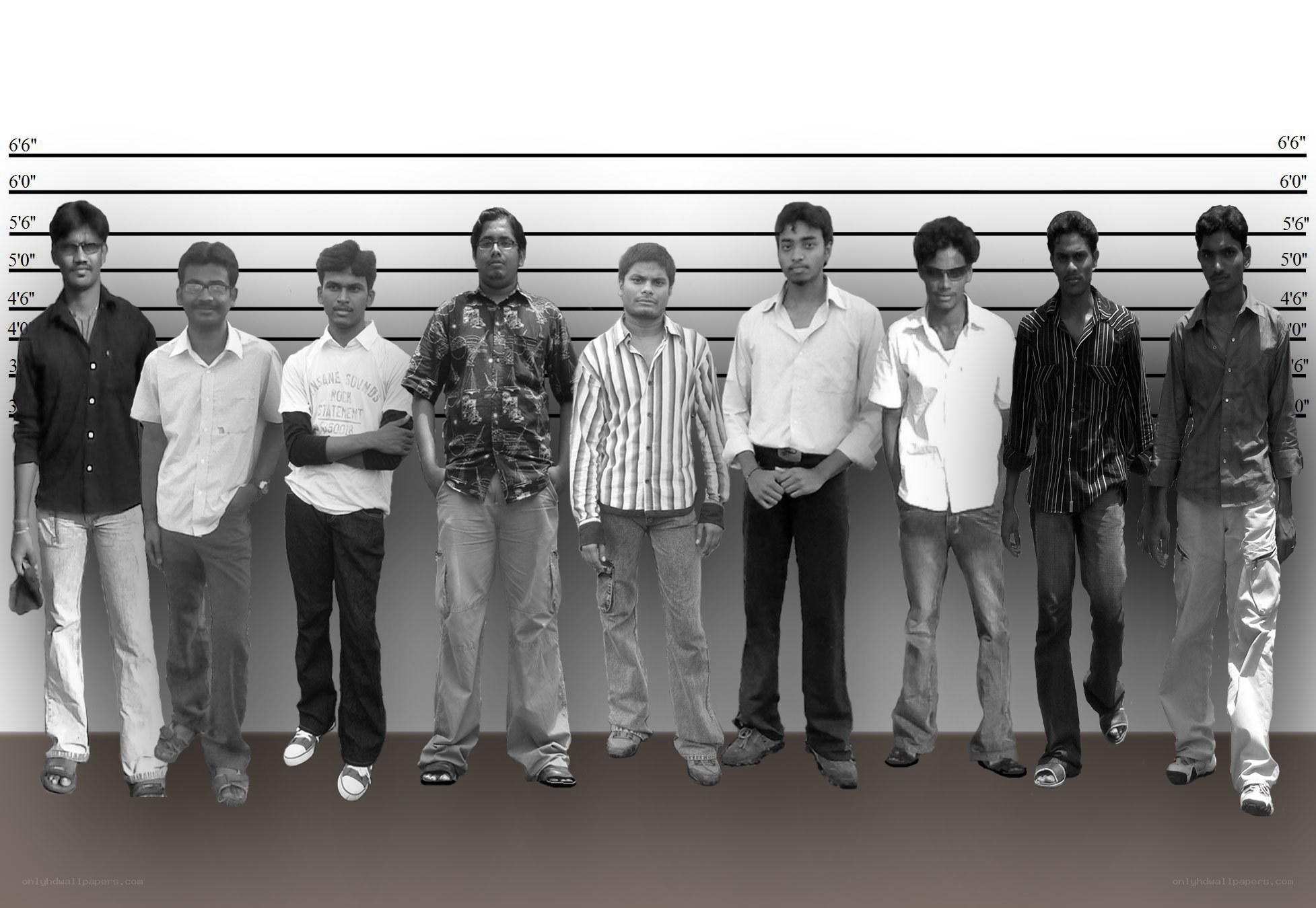 men in mugshot lineup