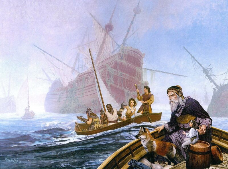 Men in Rowboats at Sea