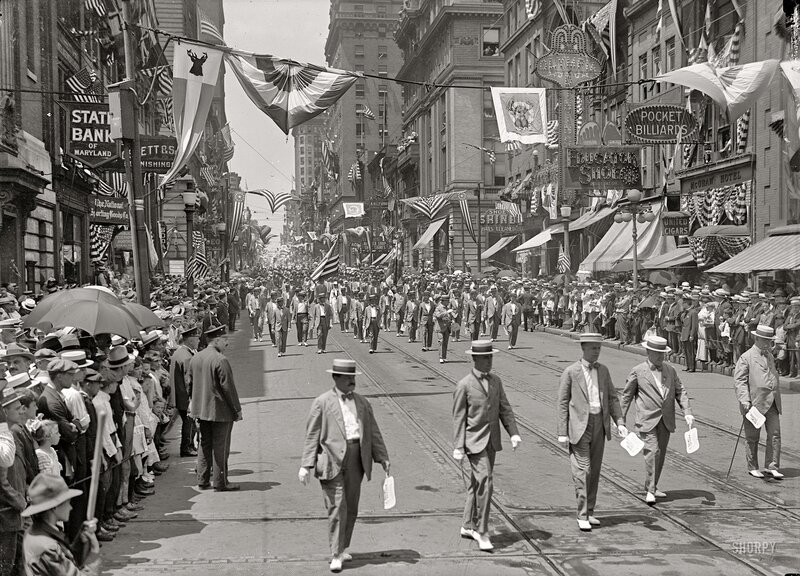 Men in Suits Marching — Black