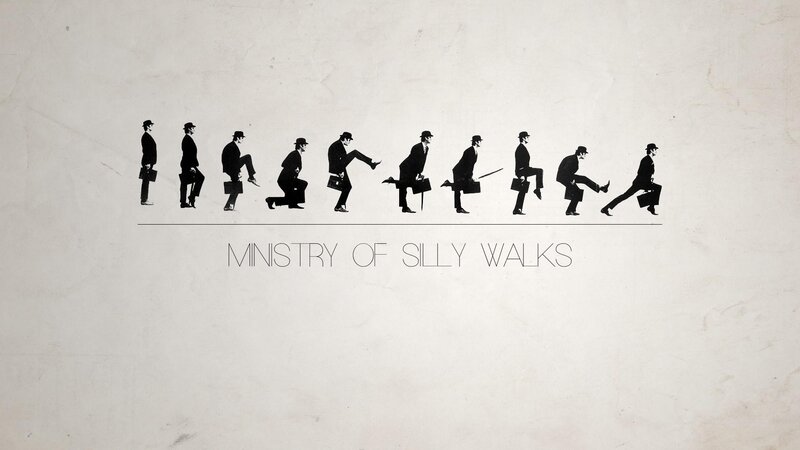 Men in Suits Walking — Black, Humorous