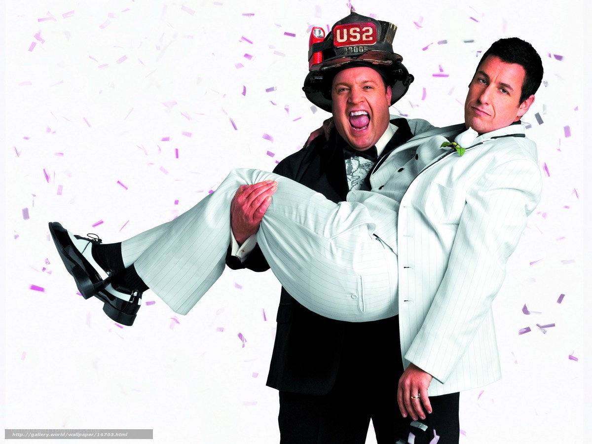 Men in suits with confetti