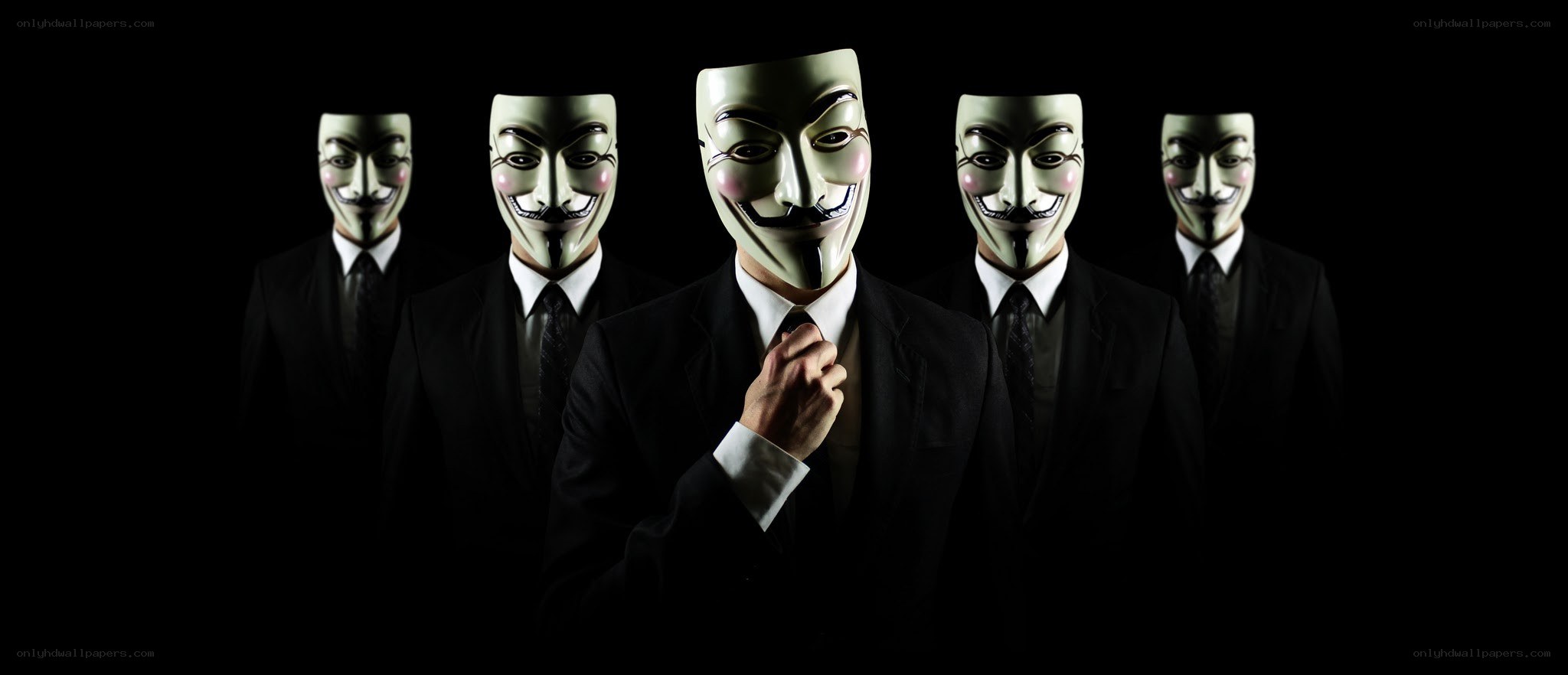 men in suits with masks