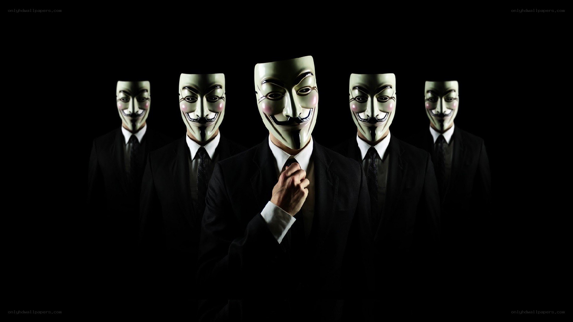 men in suits with masks