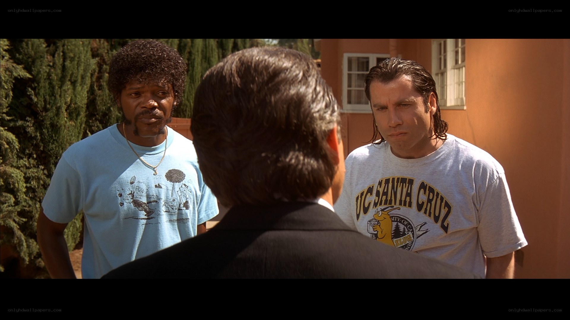 men in t-shirts talking