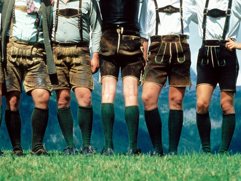 men in traditional lederhosen