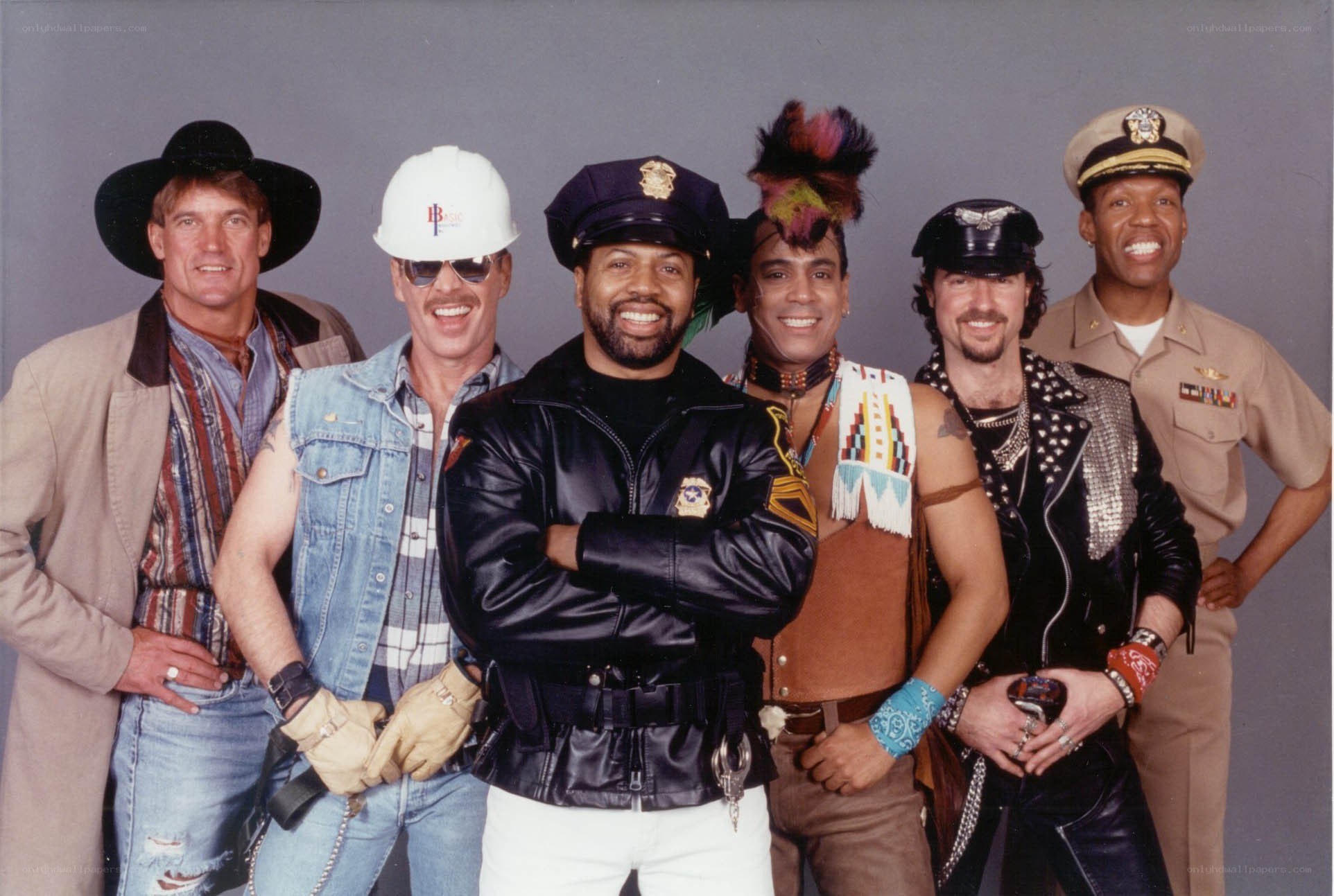 Men in various costumes