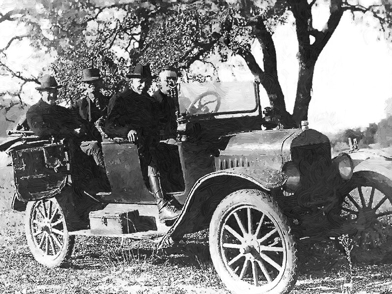 Men in Vintage Car — Black