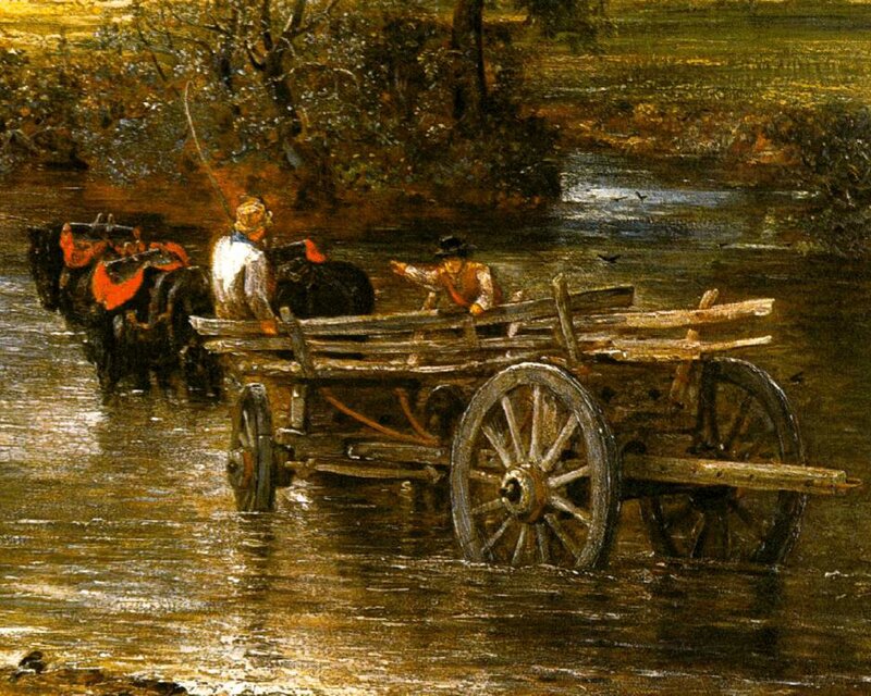 Men in Wagon Crossing River