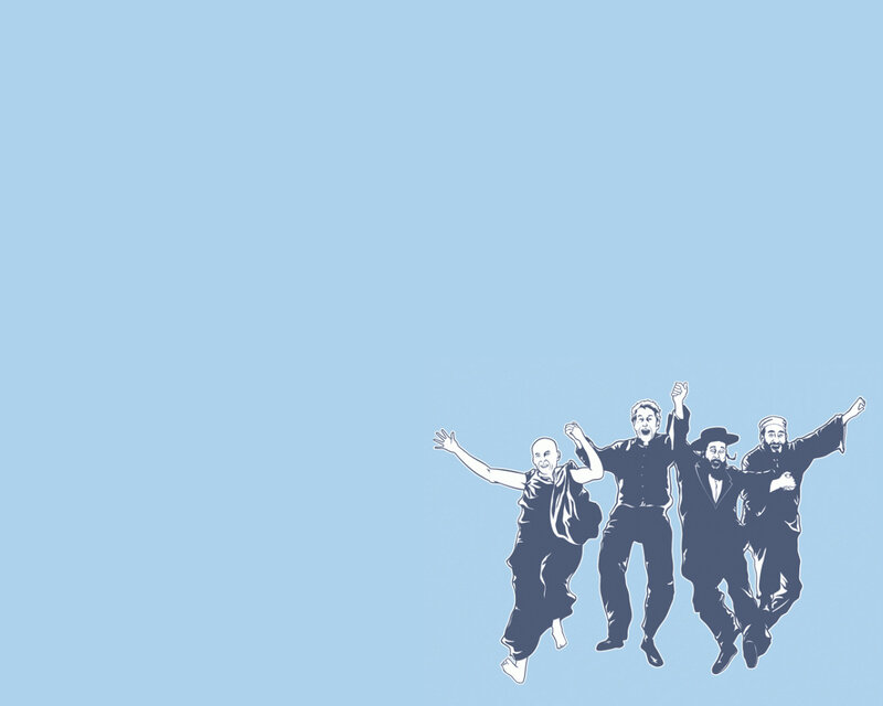 men jumping in joy