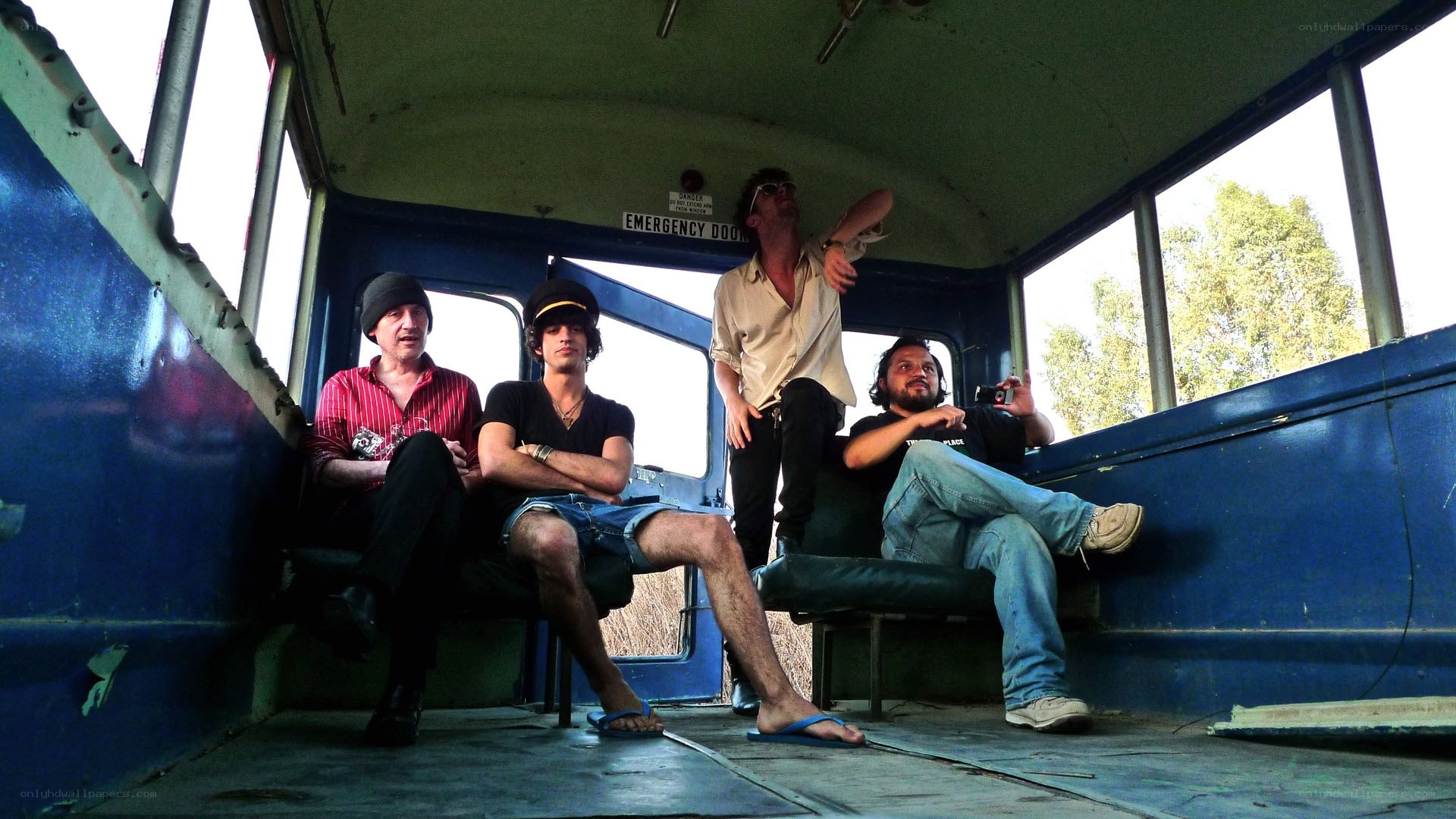 Men on a bus