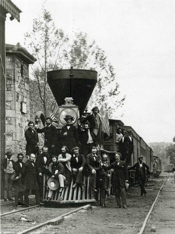 Men on a historic train