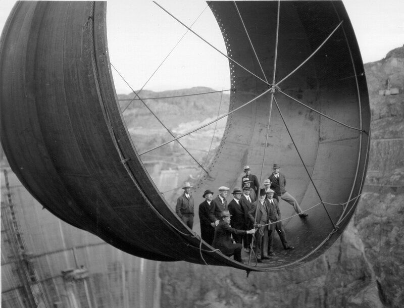Men on a Large Pipe