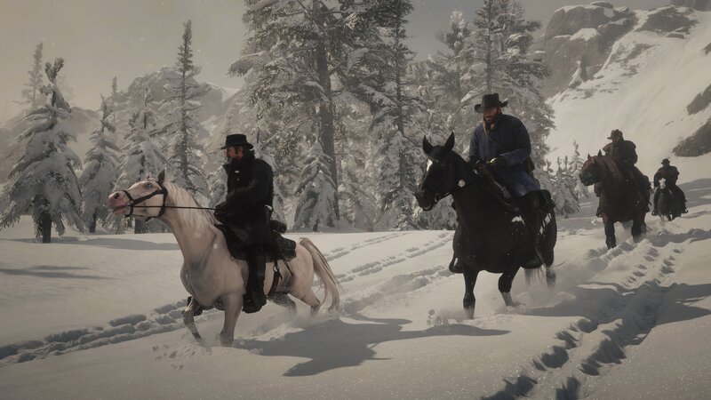 Men on Horseback in Snow — White, Cold