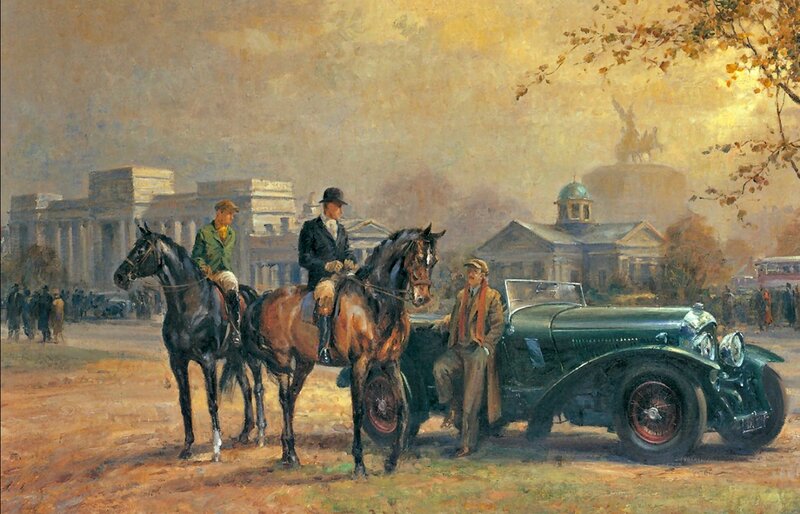 Men on Horses and Car