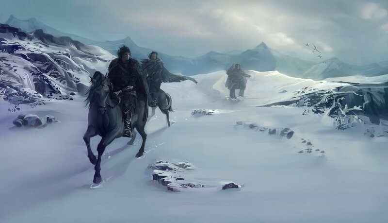 Men on Horses in Snow