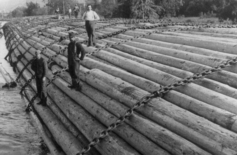 Men on Log Raft