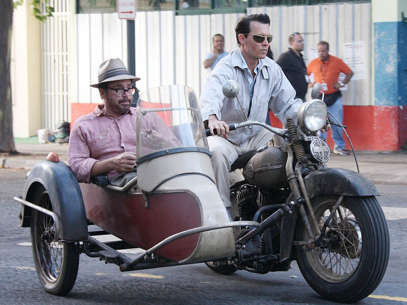 Men on Motorcycle Sidecar