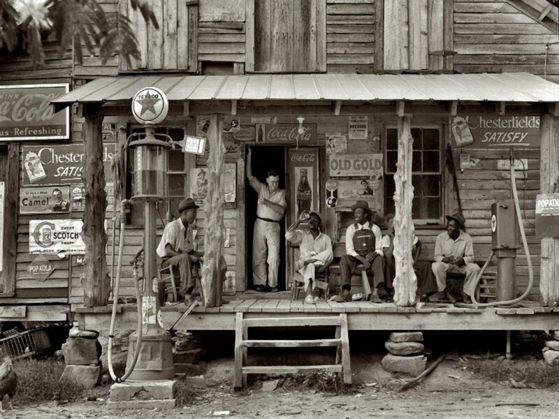 Men on Porch — Black