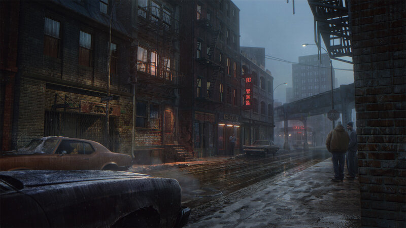 Men on Snowy Street