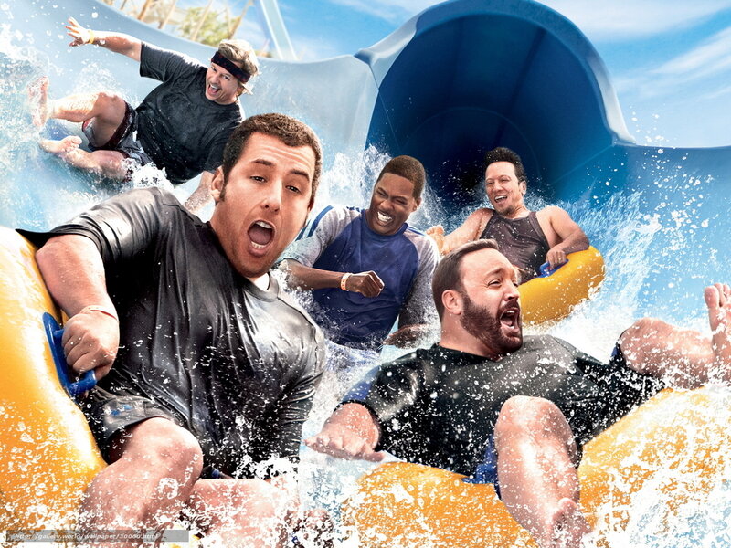 Men on water slide adventure