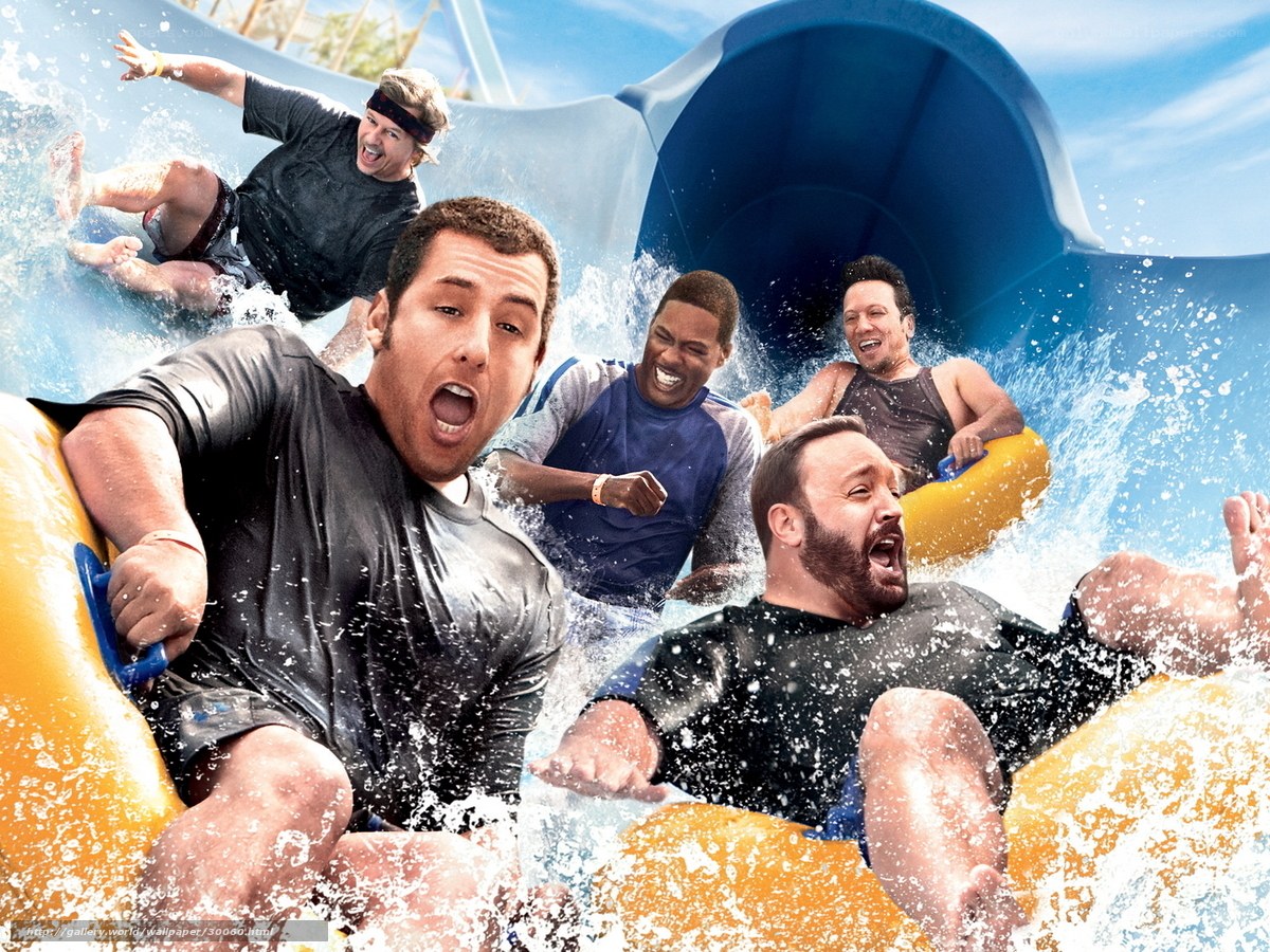 Men on water slide adventure