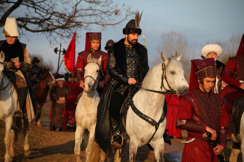Men on White Horses — Dramatic, Sunset