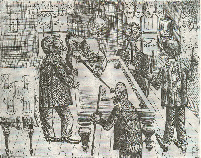 Men playing billiards in a pub