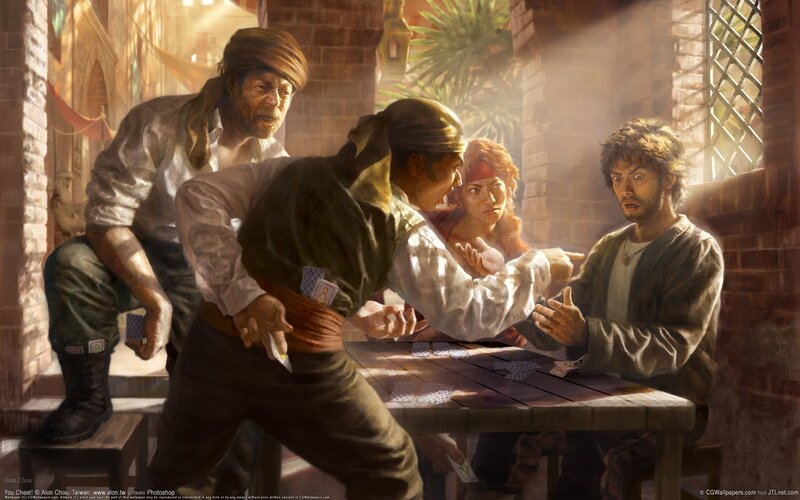 Men Playing Cards in Tavern
