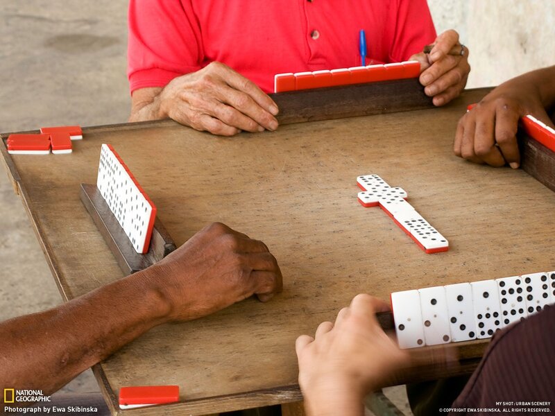 Men playing dominoes
