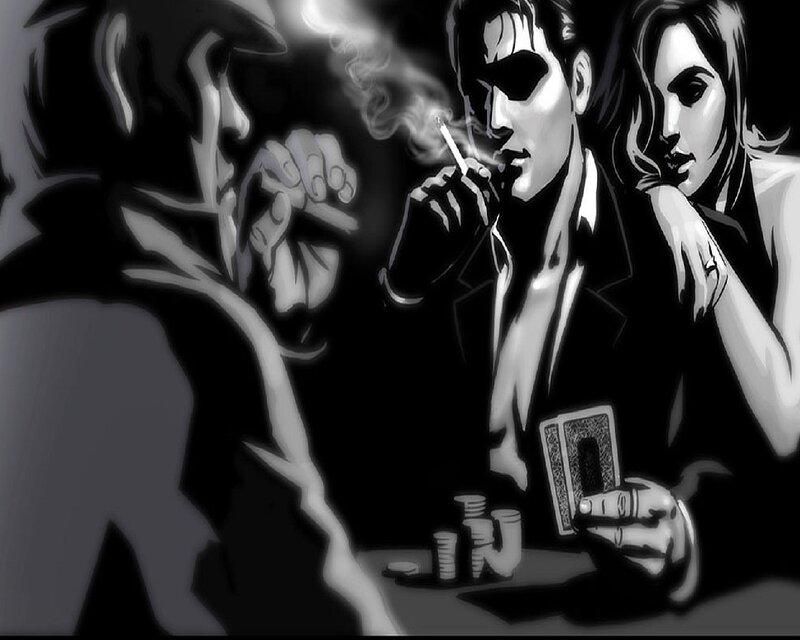 Men Playing Poker — Black