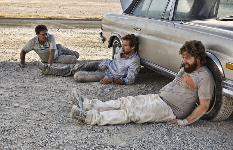 Men resting by a car