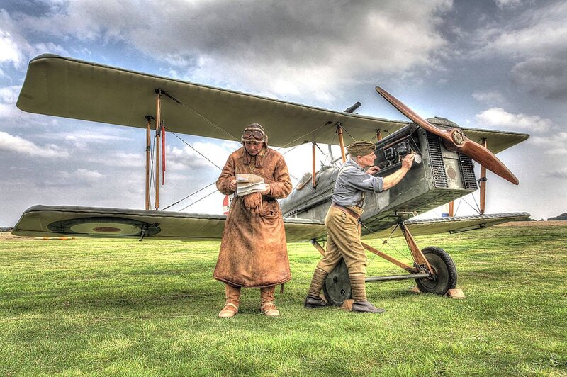 Men with Biplane